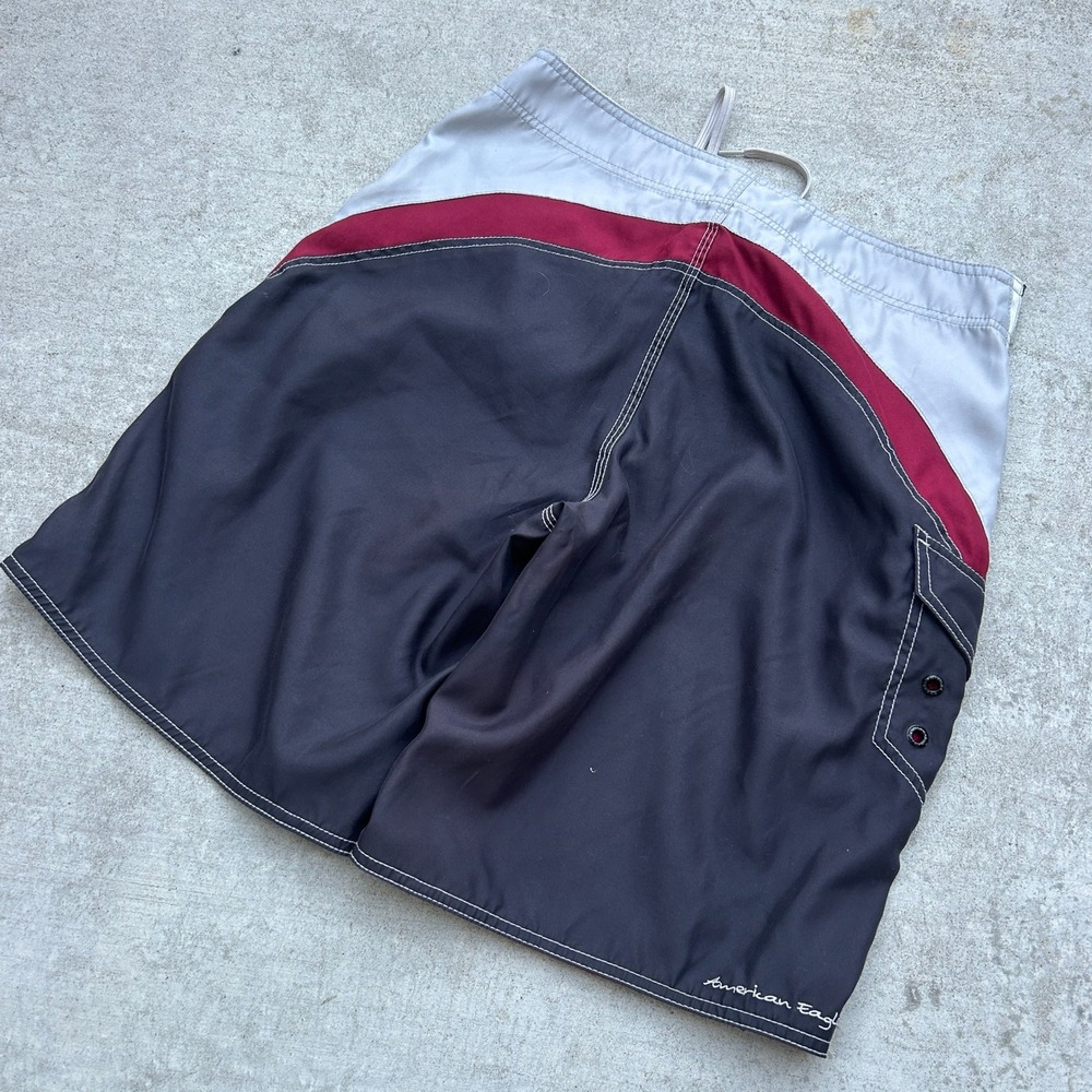 American Eagle Board Shorts 32 Navy Blue Y2K Skater Swim Trunks Vintage Cargo